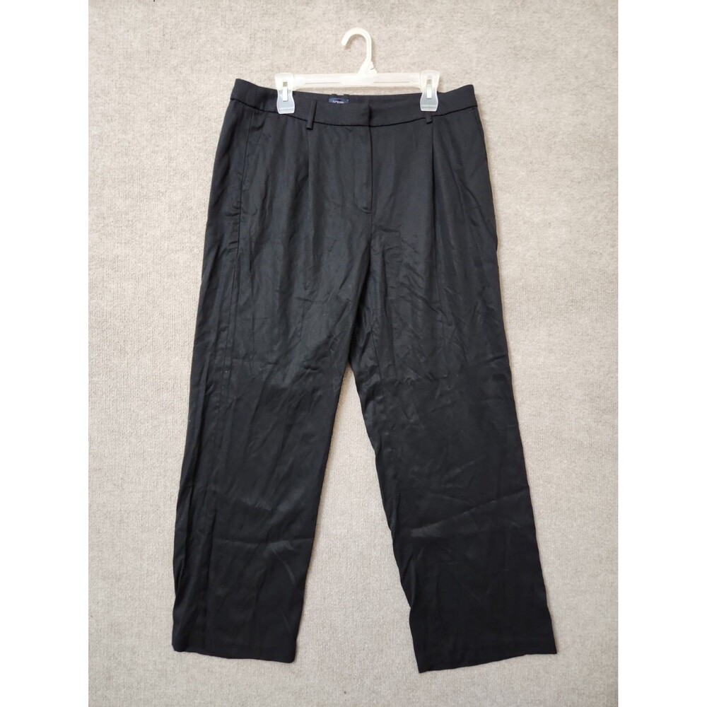 J Crew Wide-leg Pleated Twill Trouser Pants Womens 14 Black 100% Lyocell NEW